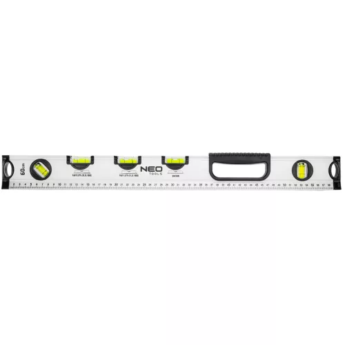 NEO TOOLS Vízmérték, alumínium, lejtésmérő, 5 libella, fogantyú, 60cm 71-122