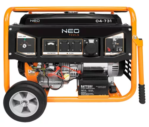 NEO TOOLS Áramfejlesztő, generátor, 6-6.5KW, 4 ütemű benzinmotorral 3 év garanciával 04-731