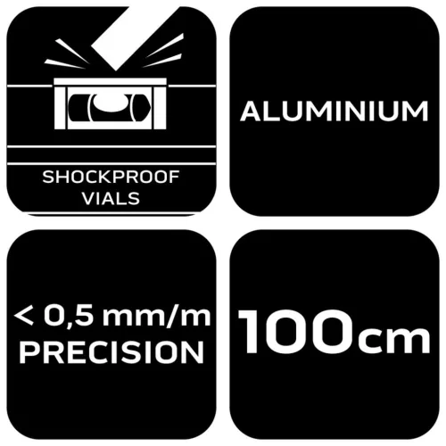 NEO TOOLS Vízmérték, alu, 3 libella, 1 fogantyú, S 400, 100cm 71-144