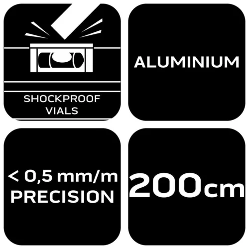 NEO TOOLS Vízmérték, alu, 3 libella, 1 fogantyú, S 400, 200cm 71-147