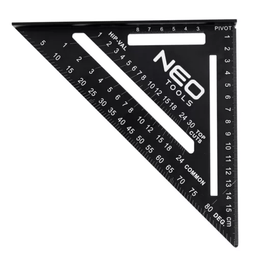 NEO TOOLS Talpas derékszög, alumínium, 45 fokos szárral, mérőskálával, 183mm 72-102