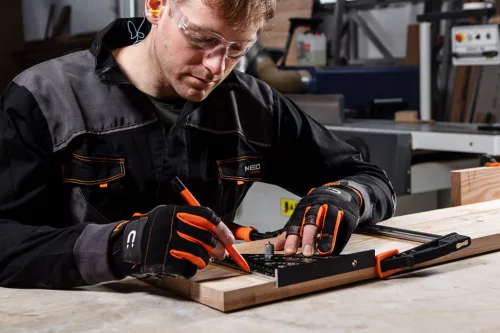 NEO TOOLS Talpas derékszög, alumínium, kiegészítő vonalzóval, 45 fokos szárral, mérőskálával, 185mm 72-105