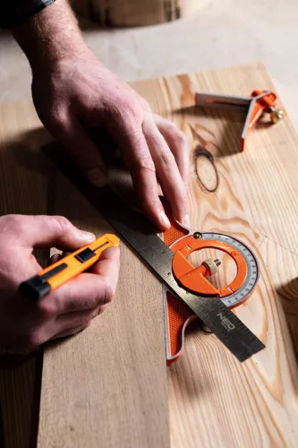 NEO TOOLS Profi szögmérő, derékszög és vonalzó, rozsdamentes-alu 30cm 72-120