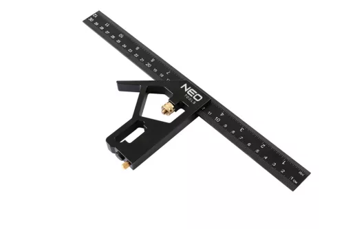NEO TOOLS Profi szögmérő, derékszög és vonalzó, festett-alu 30cm 72-127
