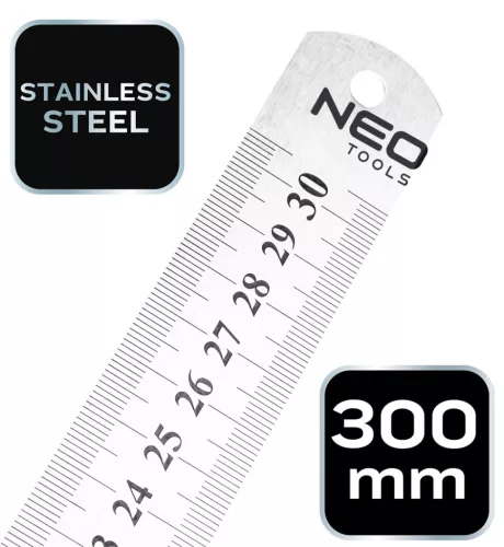 NEO TOOLS Acél vonalzó 30cm rozsdamentes 72-213