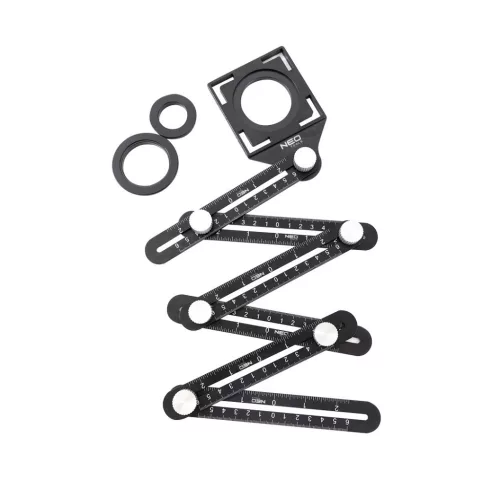NEO TOOLS Szögmásoló, furatátjelölő és vonalzó, 6 oldalas, alumínium, ABS 72-351