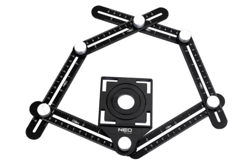 NEO TOOLS Szögmásoló, furatátjelölő és vonalzó, 6 oldalas, alumínium, ABS 72-351