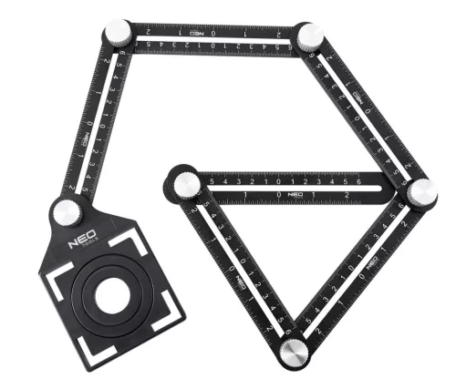 NEO TOOLS Szögmásoló, furatátjelölő és vonalzó, 6 oldalas, alumínium, ABS 72-351