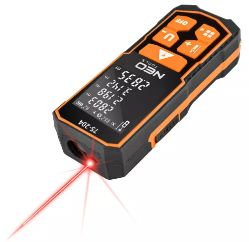 NEO TOOLS Lézeres távolságmérő, hatótáv: 60 m, IP54, fröccsenő víz védelem 2 év garanciával 75-204
