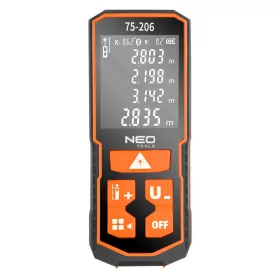   NEO TOOLS Lézeres távolságmérő, hatótáv: 100 m, IP54, fröccsenő víz védelem 2 év garanciával 75-206