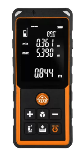 NEO TOOLS Lézeres távolságmérő, hatótáv:100m, IP54 fröccsenő víz védelem, gumírozott ház, multifunkciós 2 év garanciával 75-207