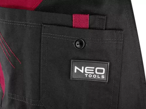 NEO TOOLS Női kantáros munkanadrág, 65% pamut, 35% polyester, 245 g/m2, L 80-240-L