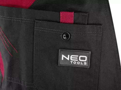 NEO TOOLS Női kantáros munkanadrág, 65% pamut, 35% polyester, 245 g/m2, M 80-240-M