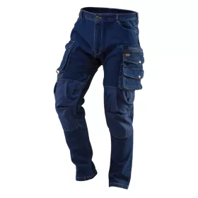   NEO TOOLS Farmer Munkásnadrág, DENIM, 98% pamut, térdvédő betét zsebbel, gombos oldalzsebekkel, 255 g/m2, S 81-228-S