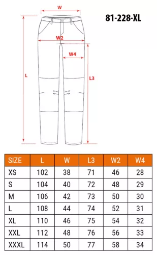 NEO TOOLS Farmer Munkásnadrág, DENIM, 98% pamut, térdvédő betét zsebbel, gombos oldalzsebekkel, 255 g/m2, XL 81-228-XL