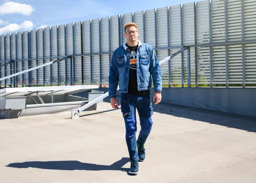 NEO TOOLS Farmer Munkásnadrág, DENIM, 98% pamut, térdvédő betét zsebbel, gombos oldalzsebekkel, 255 g/m2, XXL 81-228-XXL