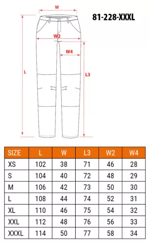 NEO TOOLS Farmer Munkásnadrág, DENIM, 98% pamut, térdvédő betét zsebbel, gombos oldalzsebekkel, 255 g/m2, XXXL 81-228-XXXL