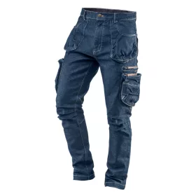   NEO TOOLS Farmer Munkásnadrág, DENIM, cipzáros oldalzsebekkel, 98% pamut, 410 g/m2, XL 81-229-XL