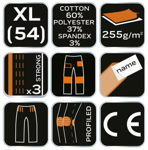 NEO TOOLS Terepmintás Munkásnadrág,, CAMO, CAMO URBAN, 60% pamut, 37% poliészter, 3% elasztán, XL 81-232-XL