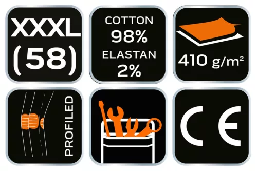 NEO TOOLS Farmer Munkásnadrág, DENIM, fekete, cipzáros oldalzsebekkel, 98% pamut, 410 g/m2, XXXL 81-233-XXXL
