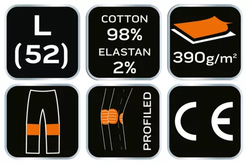 NEO TOOLS Farmer Munkásnadrág, DENIM, fekete, 98% pamut, térdvédő zseb, gombos oldalzsebek, 255 g/m2, L 81-236-L