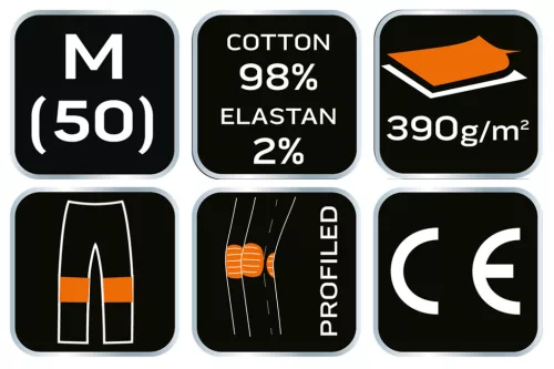 NEO TOOLS Farmer Munkásnadrág, DENIM, fekete, 98% pamut, térdvédő zseb, gombos oldalzsebek, 255 g/m2, M 81-236-M