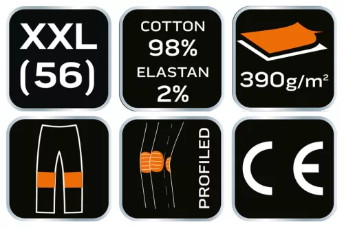 NEO TOOLS Farmer Munkásnadrág, DENIM, fekete, 98% pamut, térdvédő zseb, gombos oldalzsebek, 255 g/m2, XXL 81-236-XXL