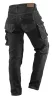 NEO TOOLS Farmer Munkásnadrág, DENIM, fekete, 98% pamut, térdvédő zseb, gombos oldalzsebek, 255 g/m2, XXXL 81-236-XXXL