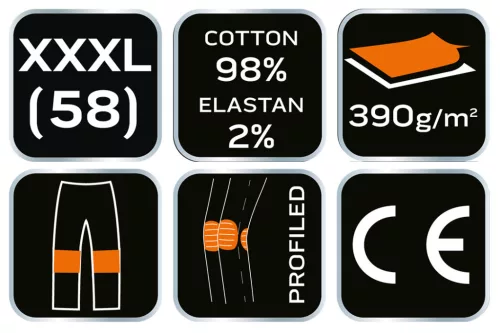 NEO TOOLS Farmer Munkásnadrág, DENIM, fekete, 98% pamut, térdvédő zseb, gombos oldalzsebek, 255 g/m2, XXXL 81-236-XXXL