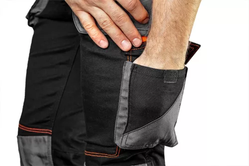 NEO TOOLS Karcsúsított(slim fit), Munkásnadrág, HD, 60% pamut, 37% polyester, 3% elastane, 285 g/m2, övvel, XL 81-238-XL