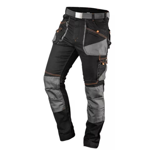 NEO TOOLS Karcsúsított(slim fit), Munkásnadrág, HD, 60% pamut, 37% polyester, 3% elastane, 285 g/m2, övvel, XXXL 81-238-XXXL