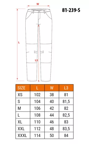 NEO TOOLS Karcsúsított(slim fit), Munkásnadrág, HD, 60% pamut, 37% polyester, 285 g/m2, lecsatolható szerszámzsebek, S 81-239-S