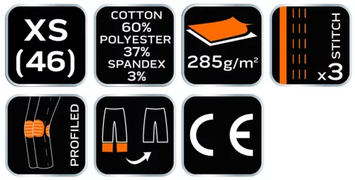 NEO TOOLS Karcsúsított(slim fit), Munkásnadrág, HD, 60% pamut, 37% polyester, 285 g/m2, lecsatolható szerszámzsebek, XS 81-239-XS