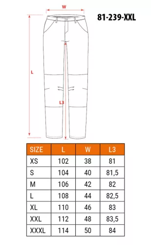 NEO TOOLS Karcsúsított(slim fit), Munkásnadrág, HD, 60% pamut, 37% polyester, 285 g/m2, lecsatolható szerszámzsebek, XXL 81-239-XXL