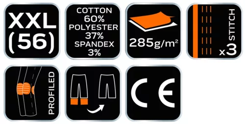 NEO TOOLS Karcsúsított(slim fit), Munkásnadrág, HD, 60% pamut, 37% polyester, 285 g/m2, lecsatolható szerszámzsebek, XXL 81-239-XXL