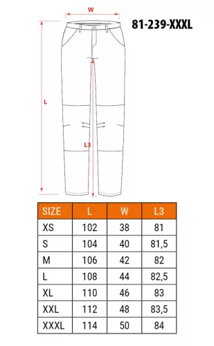 NEO TOOLS Karcsúsított(slim fit), Munkásnadrág, HD, 60% pamut, 37% polyester, 285 g/m2, lecsatolható szerszámzsebek, XXXL 81-239-XXXL