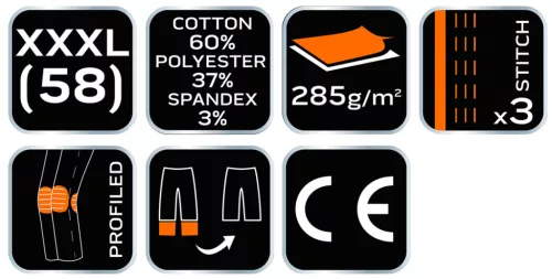 NEO TOOLS Karcsúsított(slim fit), Munkásnadrág, HD, 60% pamut, 37% polyester, 285 g/m2, lecsatolható szerszámzsebek, XXXL 81-239-XXXL