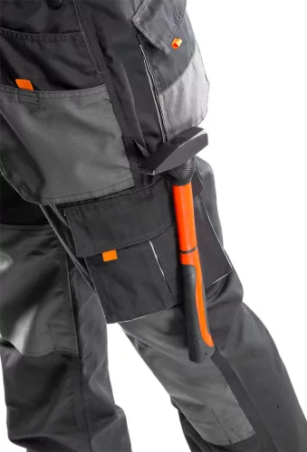 NEO TOOLS Kantáros Munkásnadrág, HD, L/52 65% poliészter, 35% pamut, 267g/m2, térdprotektor zseb, fényvisszaverő, L 81-240-L