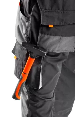NEO TOOLS Kantáros Munkásnadrág, HD, M/50 65% poliészter, 35% pamut, 267g/m2, térdprotektor zseb, fényvisszaverő, M 81-240-M