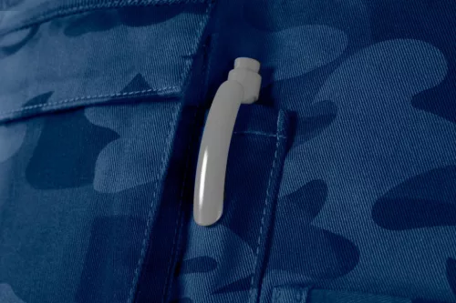 NEO TOOLS Kantáros munkanadrág tengerészkék terepmintás, Camo, Navy, 60% pamut + 40% poliészter, 81-243-XS