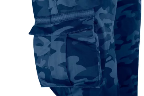 NEO TOOLS Kantáros munkanadrág tengerészkék terepmintás, Camo, Navy, 60% pamut + 40% poliészter, 81-243-XS