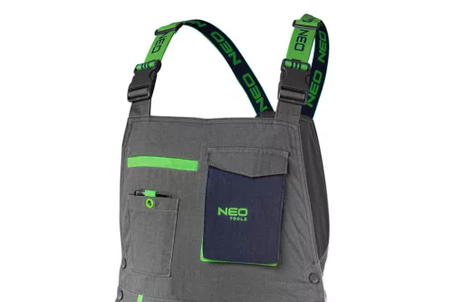 NEO TOOLS Kantáros Munkásnadrág, PREMIUM, 100% pamut, hasadásgátló szövet, S 81-247-S