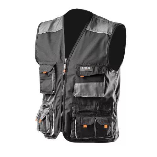 NEO TOOLS Munkavédelmi mellény, HD, XL/56 65% poliészter, 35% pamut, 267g/m2, vékony fényvisszaverő csík, XL 81-260-XL