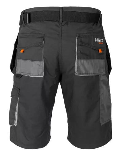 NEO TOOLS Rövid munkásnadrág, HD, Heveder övvel, levehető zsebek, L/52 81-270-L