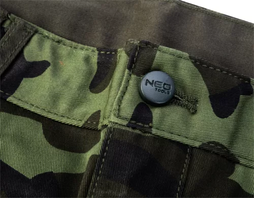 NEO TOOLS Terepmintás Rövid munkásnadrág, CAMO, 60% pamut, 40% polyester, 255 g/m2, XXL 81-271-XXL