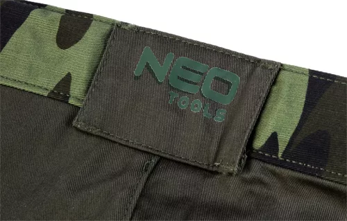 NEO TOOLS Terepmintás Rövid munkásnadrág, CAMO, 60% pamut, 40% polyester, 255 g/m2, XXL 81-271-XXL