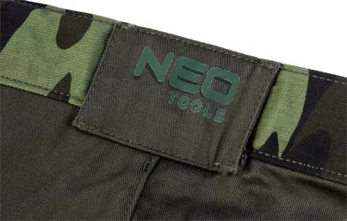 NEO TOOLS Terepmintás Rövid munkásnadrág, CAMO, 60% pamut, 40% polyester, 255 g/m2, XXXL 81-271-XXXL