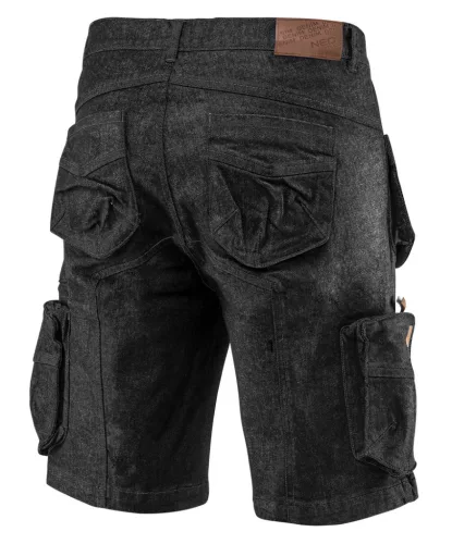 NEO TOOLS Farmer Rövid munkásnadrág, DENIM, fekete, cipzáros oldalzsebekkel, 98% pamut, 410g/m2, L 81-273-L