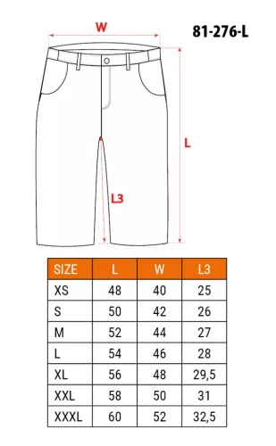 NEO TOOLS Rövid munkásnadrág övvel, PREMIUM, 62% pamut, 35% polyester, 3% elastane, L 81-276-L