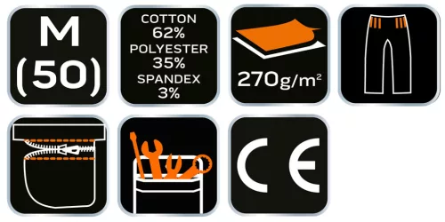 NEO TOOLS Rövid munkásnadrág övvel, PREMIUM, 62% pamut, 35% polyester, 3% elastane, M 81-276-M